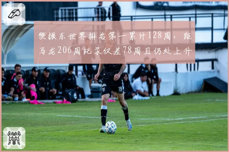 樊振东世界排名第一累计128周，距马龙206周纪录仅差78周且仍处上升通道